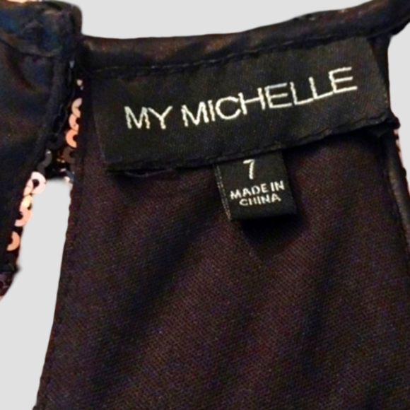 My Michelle Womens Sequin Geometric Pattern Dress - Size 7 - Picture 3 of 5